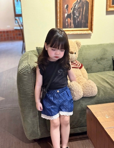 Cb323- Combo 2 quần jeans gái viền ren cạp chun chất mềm