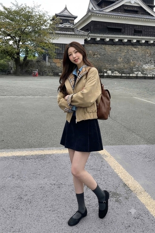 A766-Áo khoác kaki phối viền bo gấu