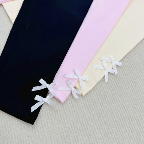 CB164-Combo 3 quần legging bé gái đính nơ vải cottton co dãn