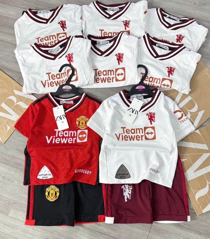 CB308-Combo 2 bộ bóng đá  TEAM trắng đó chất thông hơi cộc tay