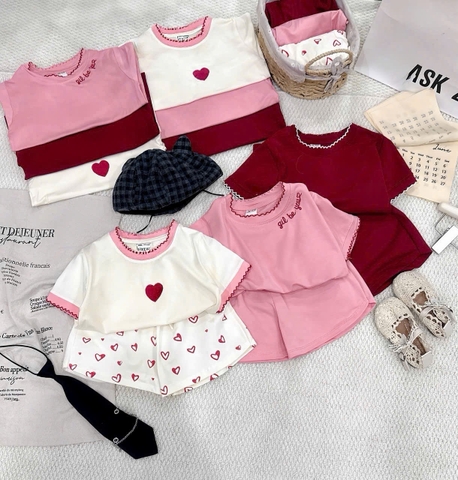 Bt783-Set 3 bộ cộc tay hồng bé gái 9-25kg