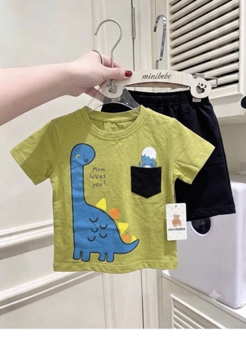 Bt549- Bộ KL rêu túi ngực minibebe mix quần cộc cạp chun