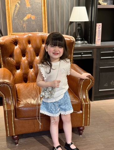 Cb323- Combo 2 quần jeans gái viền ren cạp chun chất mềm