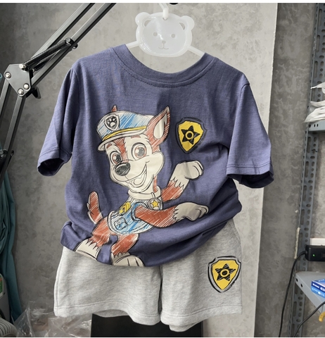 BT257-Bộ CỨU HỘ HUY HIỆU xanh ghi áo cotton mix quần nỉ bé trai