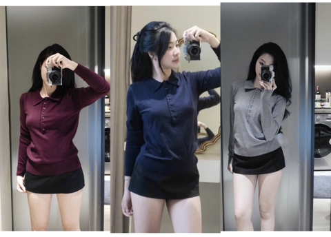 A415-Áo len dệt kim dài tay 2 màu đỏ xám hàng nhà máy chuẩn khosiMaiLinh