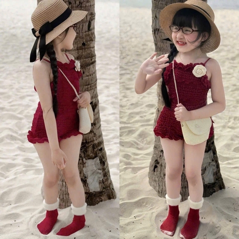 BT533-Bộ ren dây tặng kèm hoa trắng-đỏ 2 lớp