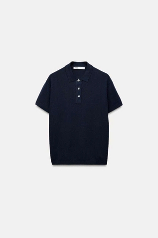 A142-Áo len POLO cổ bẻ 2 màu kẻ,xanh than