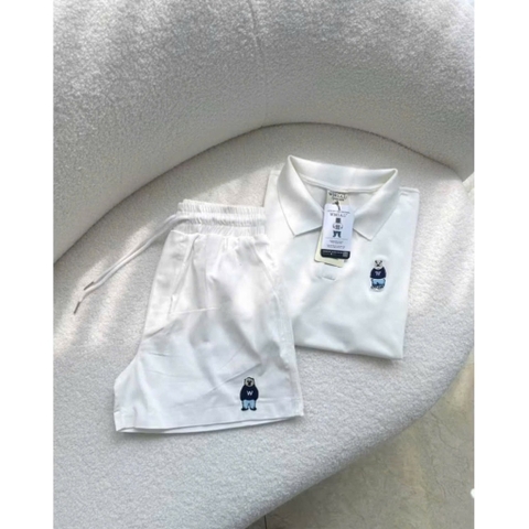 ✌🏻SET505- Bộ GẤU thêu màu trắng quần short cạp chun