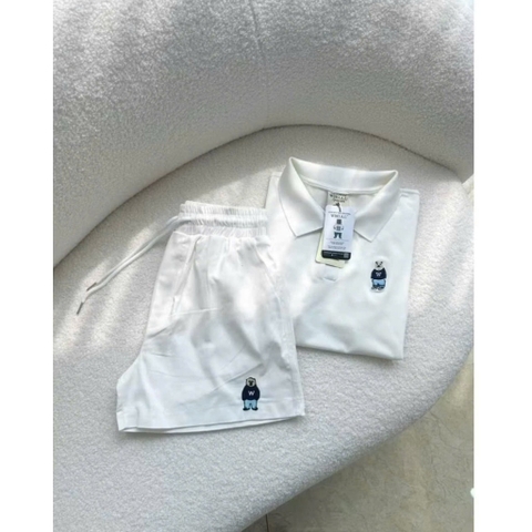 ✌🏻SET505- Bộ GẤU thêu màu trắng quần short cạp chun