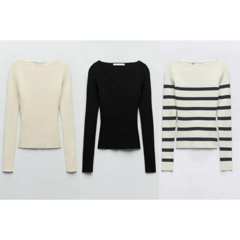 [HÀNG LOẠI 1]A345- Áo len cổ thuyền 3 màu  full tem dày dặn