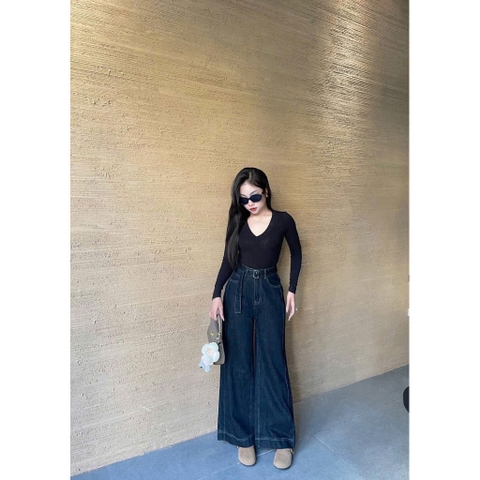 QUAN075-QUẦN JEANS ỐNG SUÔNG TÚI TRƯỚC HÀNG NHÀ MÁY