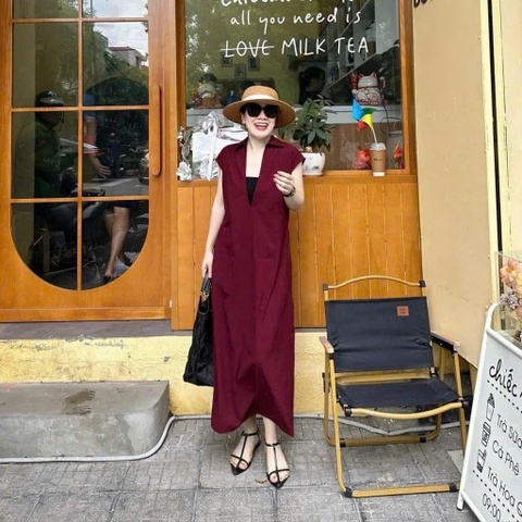 DAM133-Đâm cổ V chát LIEN xược màu đỏ tặng kèm áo quây đen