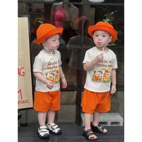 BT523- Set cam 1-6 kèm mũ chất cotton trẻ em