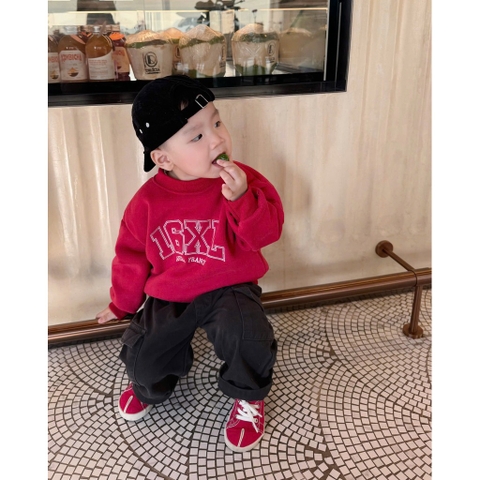 bt759-Bộ thun thu đông dài tay Hero đỏ đen bé trai  size 9-26kg