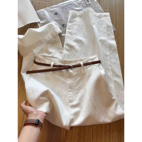 QUAN108-Quần kaki suông màu be TẶNG KÈM ĐAI