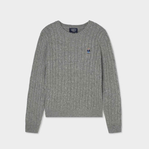 A403- Áo len vặn thừng thêu gấu Xám hàng nhà máy chuẩn khosiMaiLinh