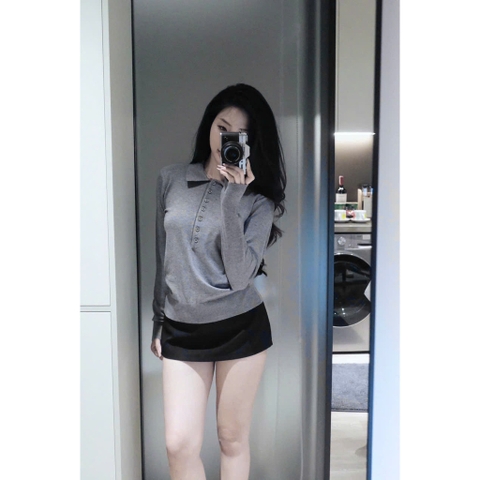 A415-Áo len dệt kim dài tay 2 màu đỏ xám hàng nhà máy chuẩn khosiMaiLinh