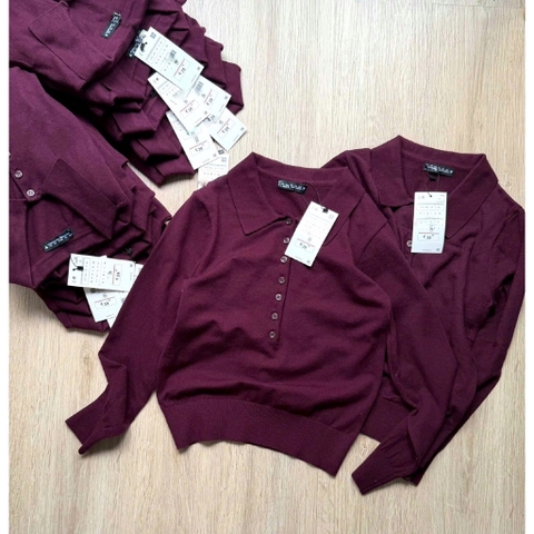 A415-Áo len dệt kim dài tay 2 màu đỏ xám hàng nhà máy chuẩn khosiMaiLinh