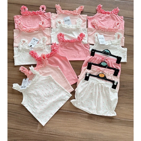 CB136-Combo 3 bộ dây viềm bèo TÔNG HỒNG TRẮNG bé gái