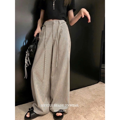 QUAN033- Quần suông kẻ WG khoá trước dây rời chất lien thô