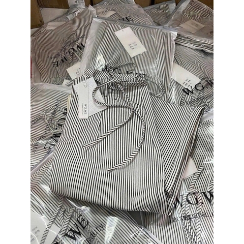 QUAN033- Quần suông kẻ WG khoá trước dây rời chất lien thô