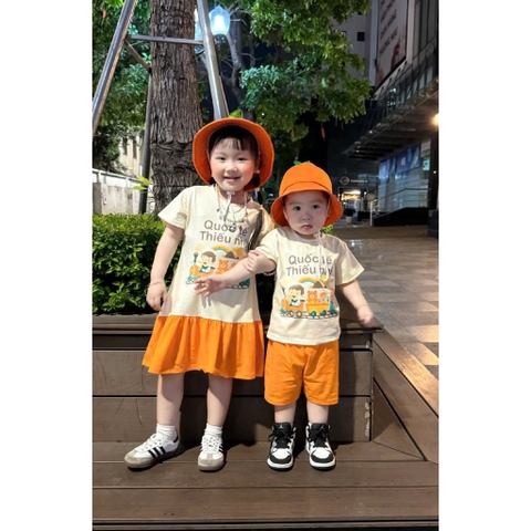 BT523- Set cam 1-6 kèm mũ chất cotton trẻ em