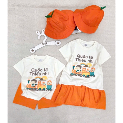 BT523- Set cam 1-6 kèm mũ chất cotton trẻ em