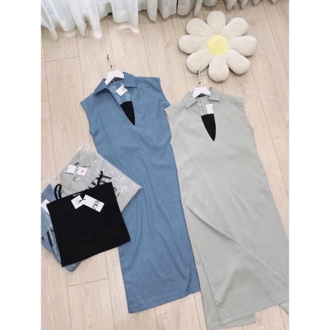 DAM133-Đâm cổ V chát LIEN xược màu đỏ tặng kèm áo quây đen