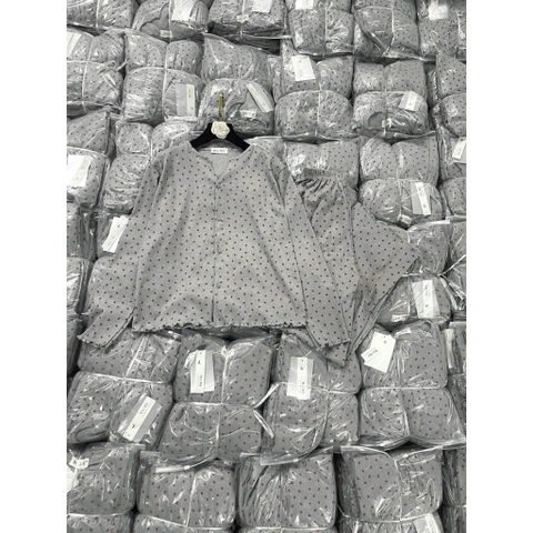 set658- Set tăm xanh hoa hồng dài tay thu đông