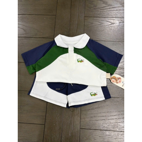 BT935- Bô áo polo phối xanh trắng cho bé trai