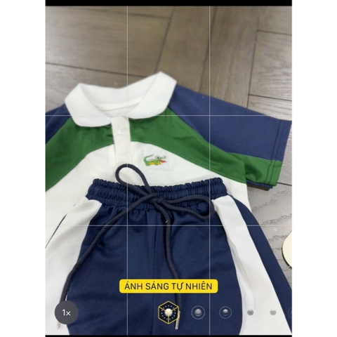 BT935- Bô áo polo phối xanh trắng cho bé trai