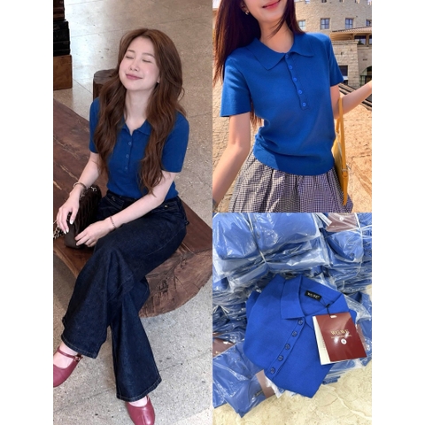 A599-Áo len polo dệt kim cộc tay 3 màu mẫu mới maisushishop