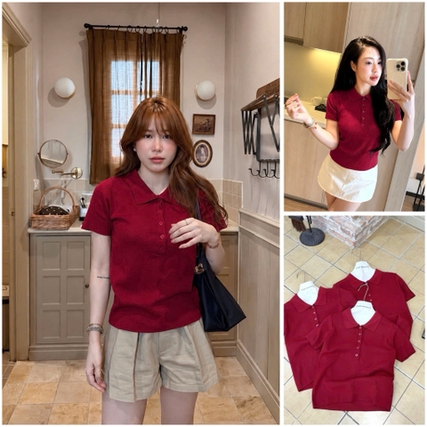 A599-Áo len polo dệt kim cộc tay 3 màu mẫu mới maisushishop