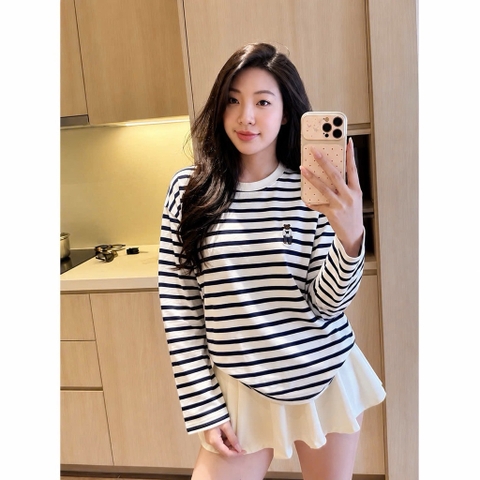 A367-Set 2 áo thun nữ thêu Gấu dài tay thu đông