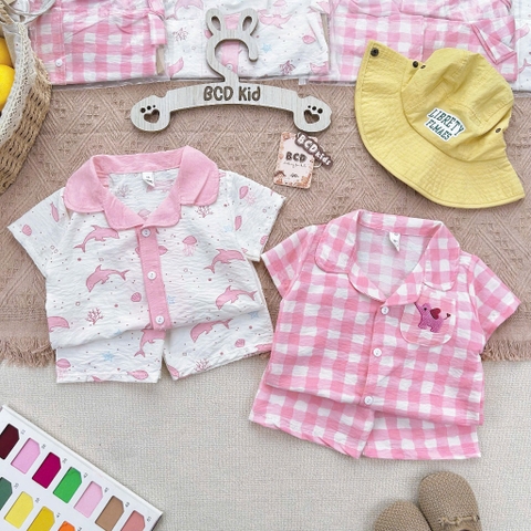 BT846-Combo 2 bộ pijama cộc tay nhiều màu cho bé 9-26kg
