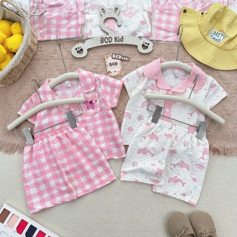 BT846-Combo 2 bộ pijama cộc tay nhiều màu cho bé 9-26kg