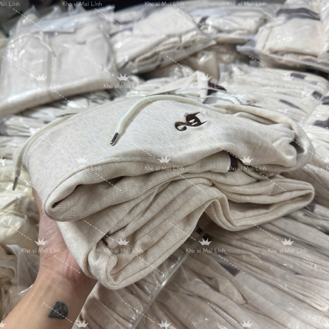 Set776- Bộ nỉ haida dài tay áo khoá kéo khoá phối quần dài có mũ