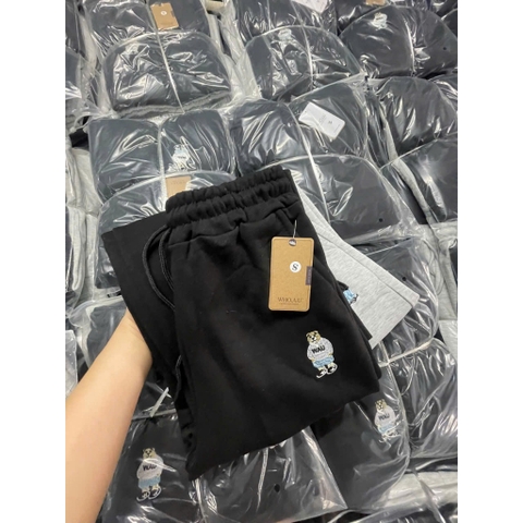 Quan082- Set 2 quần nỉ suông dài cạp chun thêu Gấu