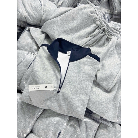 Set791- Set bộ nỉ haida màu than áo dây rút cổ cao- quần suông