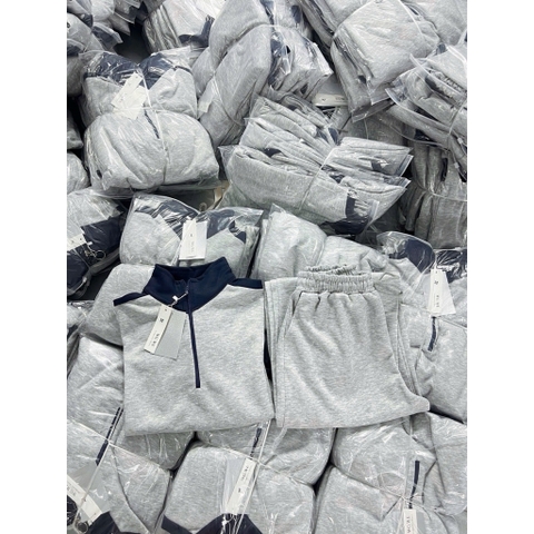 Set791- Set bộ nỉ haida màu than áo dây rút cổ cao- quần suông