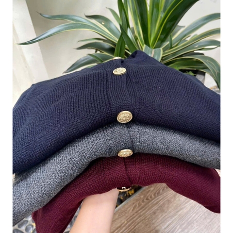 [HÀNG LOẠI 1] A339-Áo len cadigan đỏ đô cúc đồng