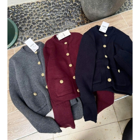 [HÀNG LOẠI 1] A339-Áo len cadigan đỏ đô cúc đồng