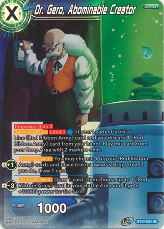 Dr. Gero, Abominable Creator - BT17-034 - Uncommon Foil