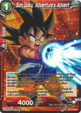 Son Goku, Adventure's Advent - BT17-008 - Common Foil