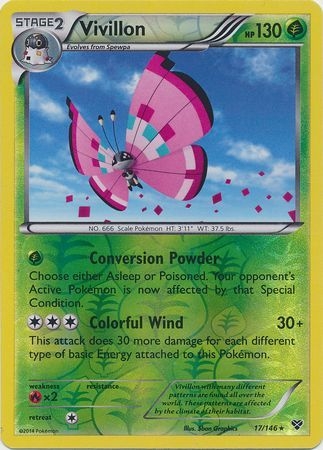 Vivillon (Meadow [Pink]) - 17/146 - Holo Rare Reverse Holo