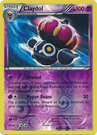 Claydol - 33/98 - Rare Reverse Holo