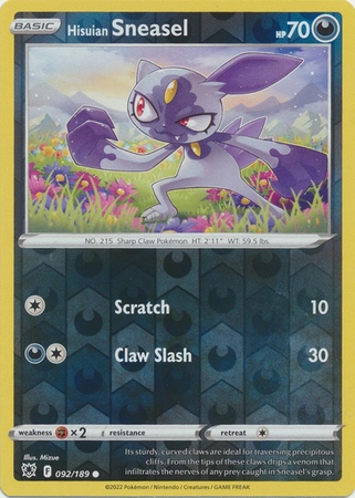 Hisuian Sneasel - 092/189 - Common Reverse Holo