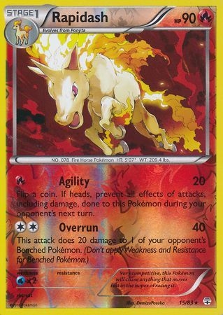 Rapidash - 15/83 - Rare Reverse Holo