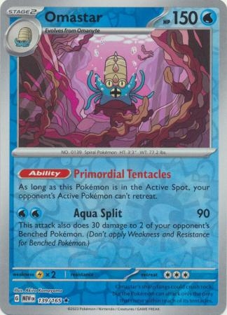 Omastar - 139/165 - Holo Rare Reverse Holo