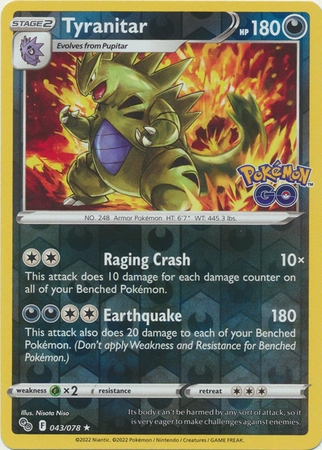 Tyranitar - 043/078 - Holo Rare Reverse Holo